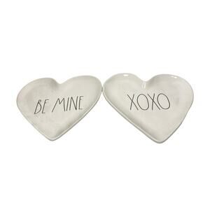 RAE DUNN HEARTH SHAPED SET OF 2 TRAYS, FOOD TRAY, JEWELRY TRAY.